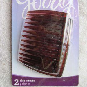 2 Goody Classics Translucent Brown Plastic Fashion Side Combs Kathy Allergy Safe